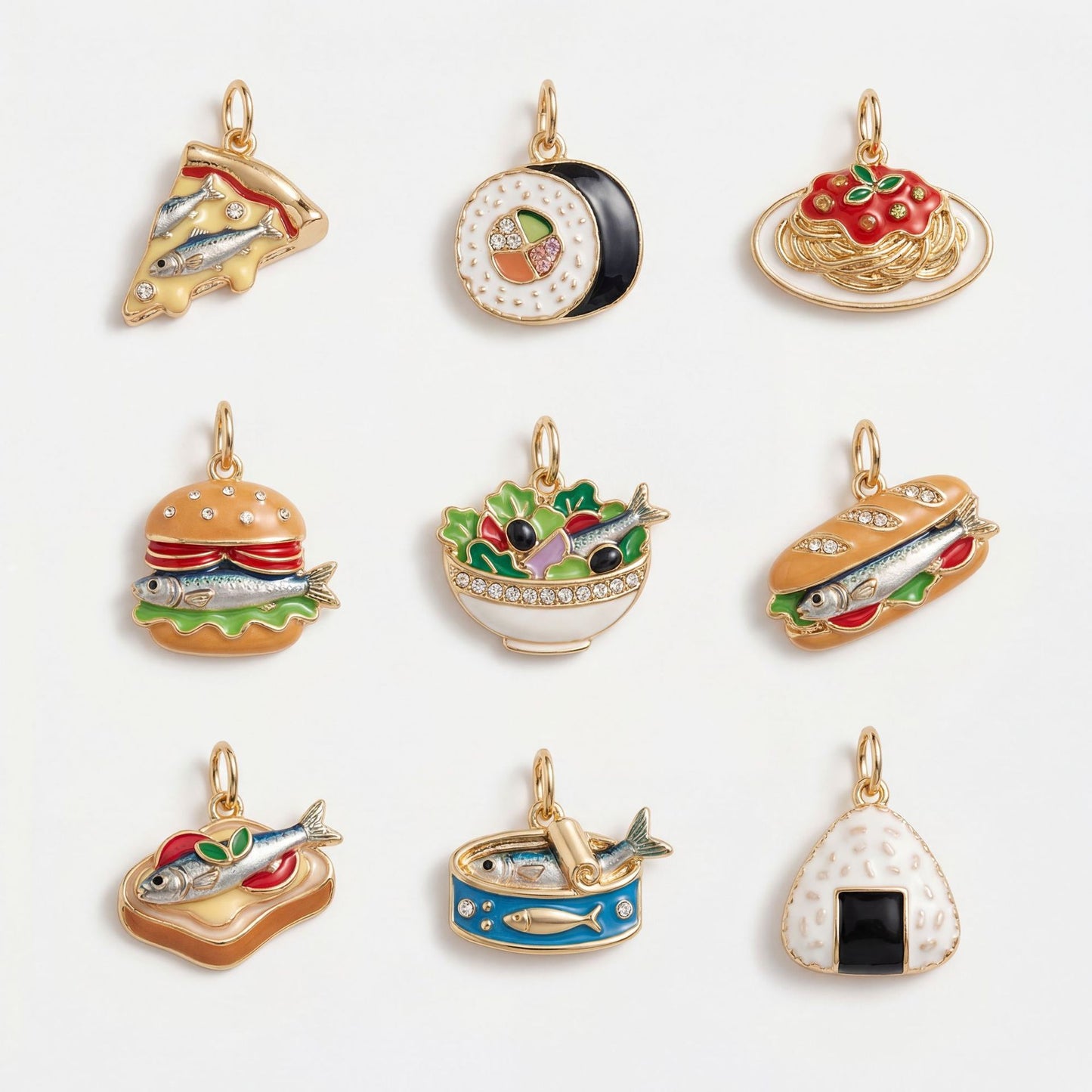 Vintage Gold Plated Brass Food Series Charm Bar