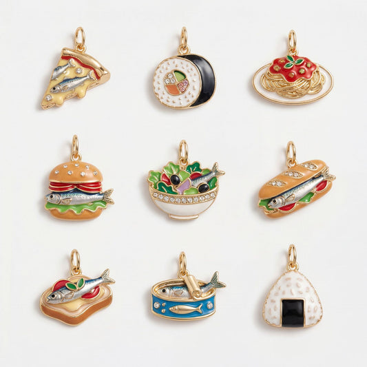 Vintage Gold Plated Brass Food Series Charm Bar