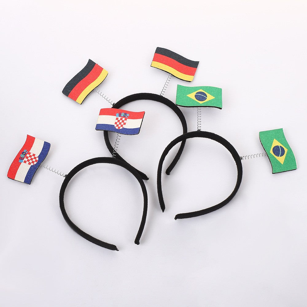 Fascia per capelli con bandiera nazionale in plastica dal design moderno e minimalista, per tifosi, feste e decorazioni, unisex