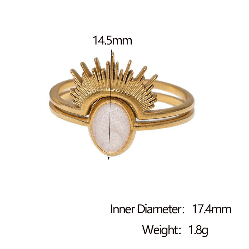 Minimalist Crown-Shaped Stainless Steel Ring with 18K Gold Plating for Women