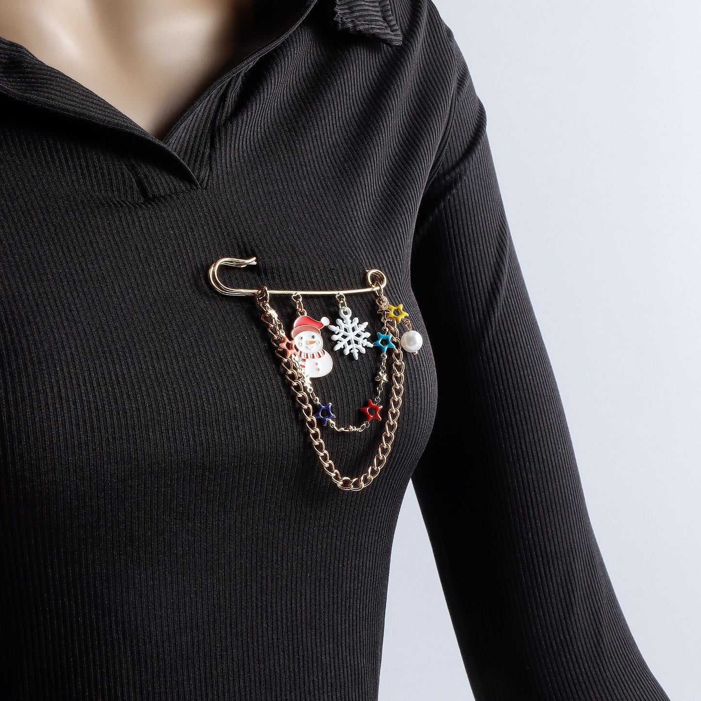 Broche Original de Copo de Nieve Geométrico con Forma de Estrella para Mujer, Chapado en Aleación, Pin Decorativo para Regalo de Navidad y Uso Conmemorativo