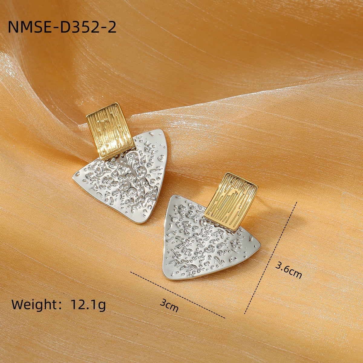 Orecchini minimalistici geometrici triangolari e quadrati in acciaio inossidabile con placcatura in oro 18 carati da donna