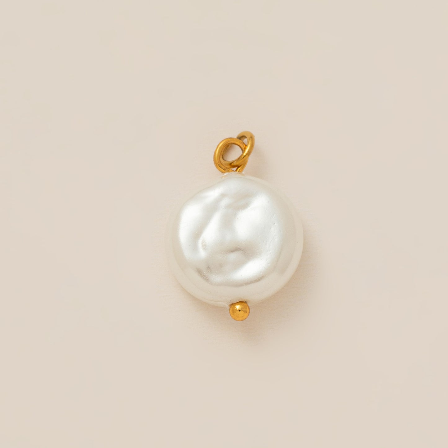 Vintage Geometric Stainless Steel 18K Gold Plated PVD Pearl Shell Pendant Necklace DIY Charm Bar Cable Chain Unisex 9g