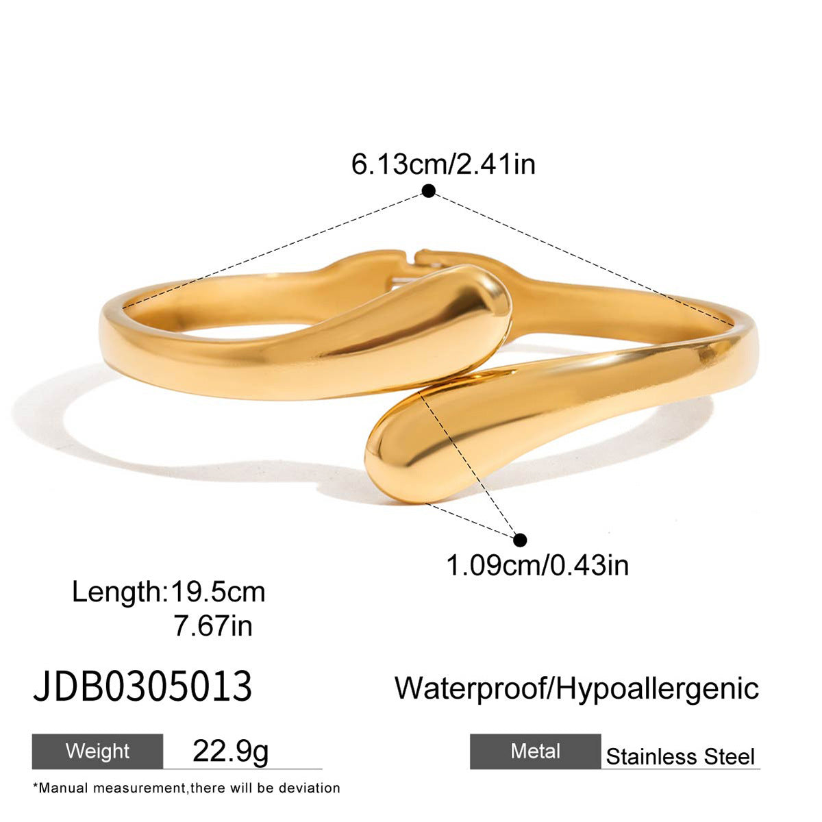 Pulsera geométrica de titanio y acero con baño de oro de 18 quilates Fashion-Commuter para mujer