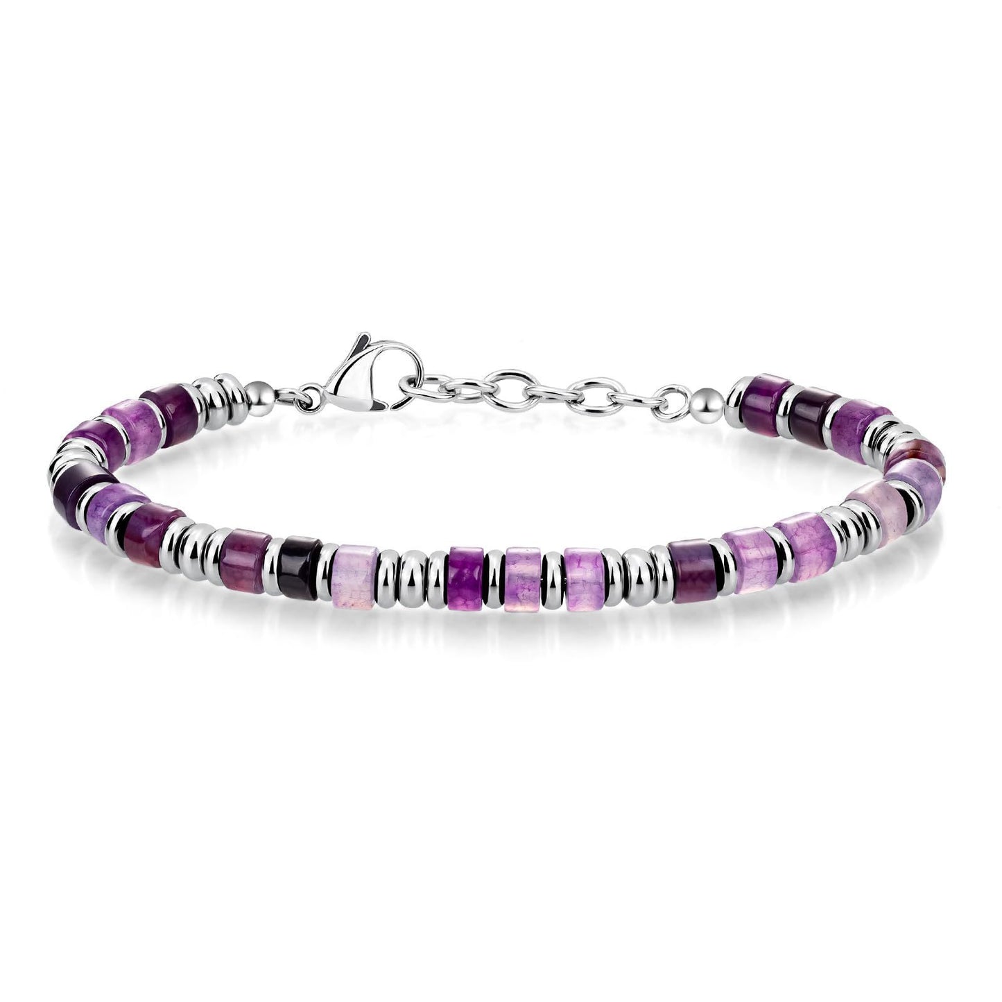 4mm Natural Obsidian Geometric Round Stainless Steel Bracelet Unisex