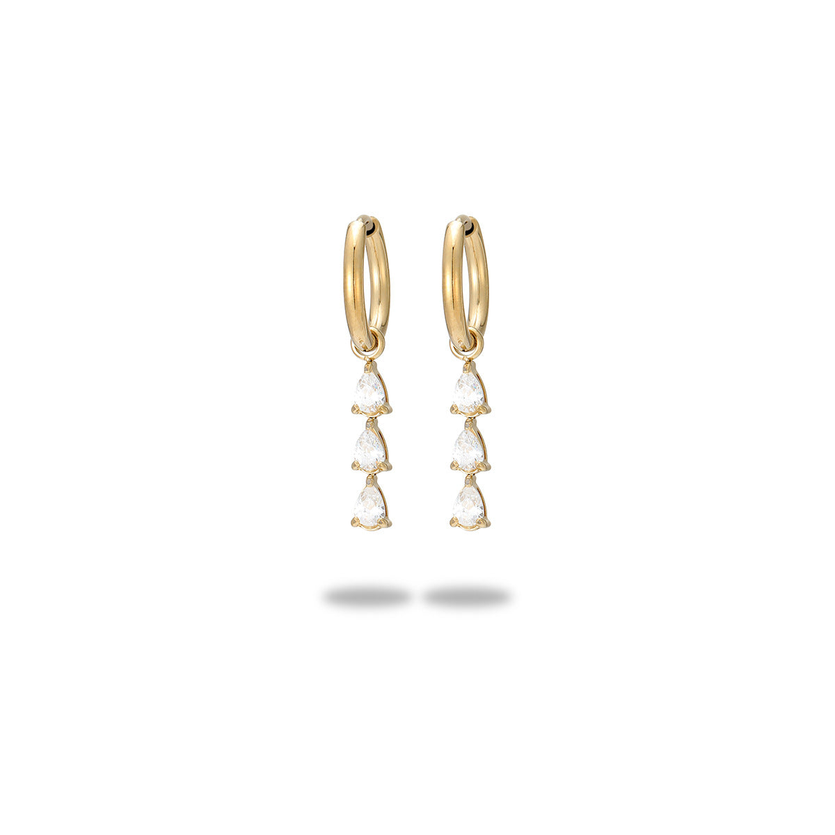 Pendientes de Acero de Titanio en Forma de Gota de Agua a la Moda con Incrustaciones de Pedrería, Acabado Galvanizado, Diseño de Lujo Ligero para Mujeres