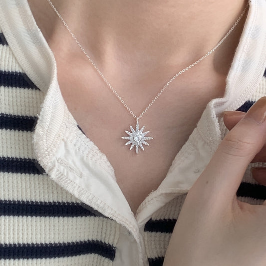 Collar con Colgante de Estrella de Seis Puntas Minimalista y Chic en Plata de Ley 925 con Cadena de Bolitas