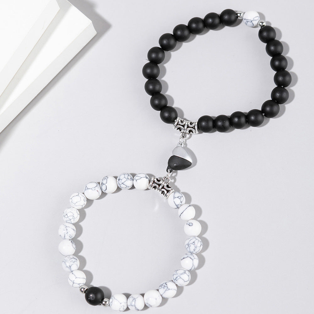 Minimalist Heart Agate Plated Bracelet Set for Unisex
