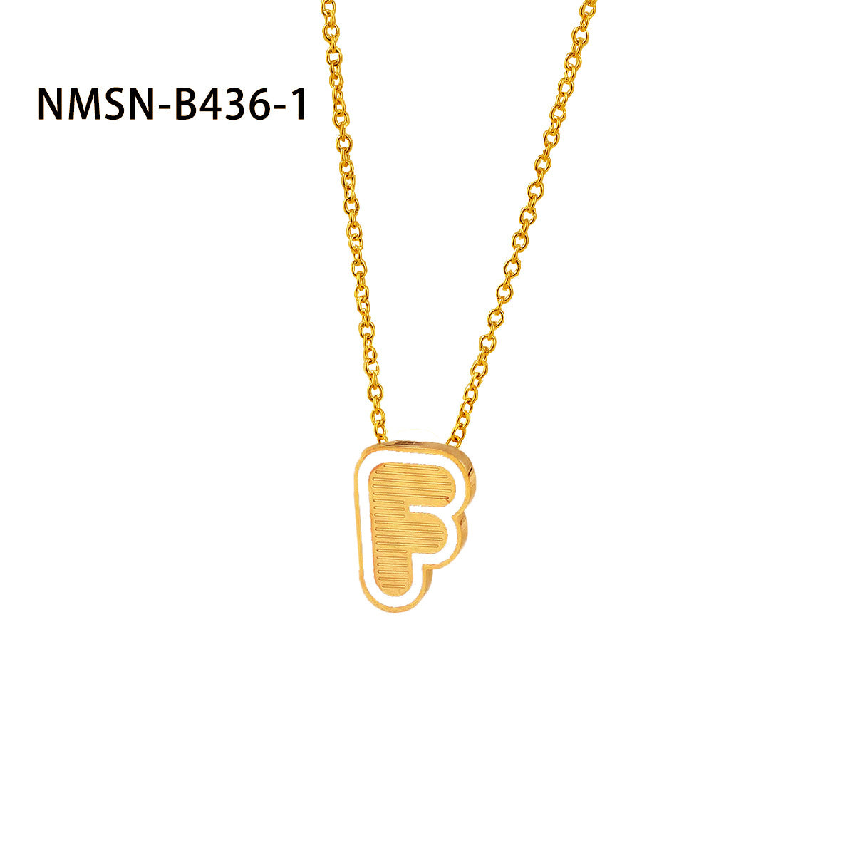 Collana con pendente a forma di lettera minimalista in acciaio inossidabile placcato oro 18 carati e dettagli in smalto da donna