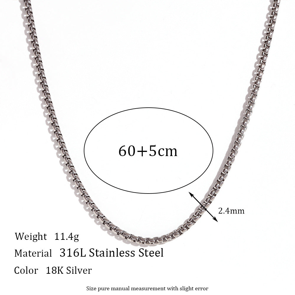 Minimalist Geometric Titanium Steel Plated Stainless Steel Necklace for Women with Snake Chain or Box Chain Style