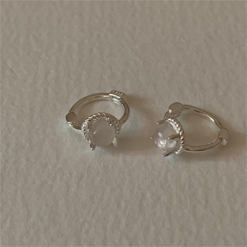 Minimalist Cat's Eye Earrings in 925 Sterling Silver with Geometric Faceted Cubic Design