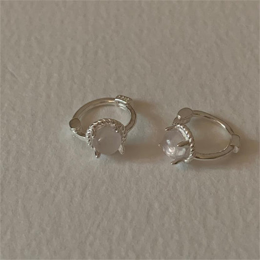 Orecchini Minimalisti Occhio di Gatto in Argento Sterling 925 con Design Cubico Geometrico Sfaccettato
