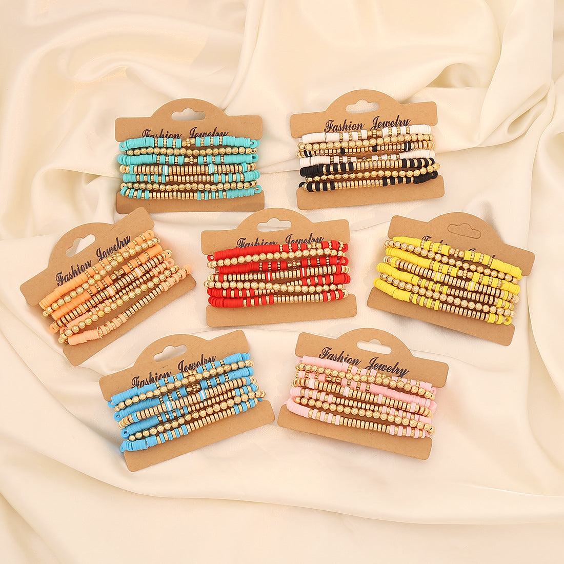 Bohemian Style Polymer Clay Beaded Bracelet for Women with Handmade Craftsmanship