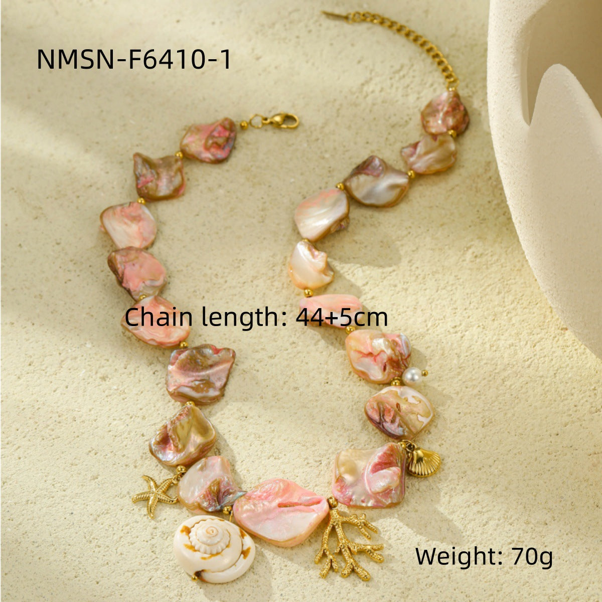 Fashionable Beach-Themed Necklace Set with Shell and Starfish Charms Stainless Steel Plated Summer Jewelry for Women