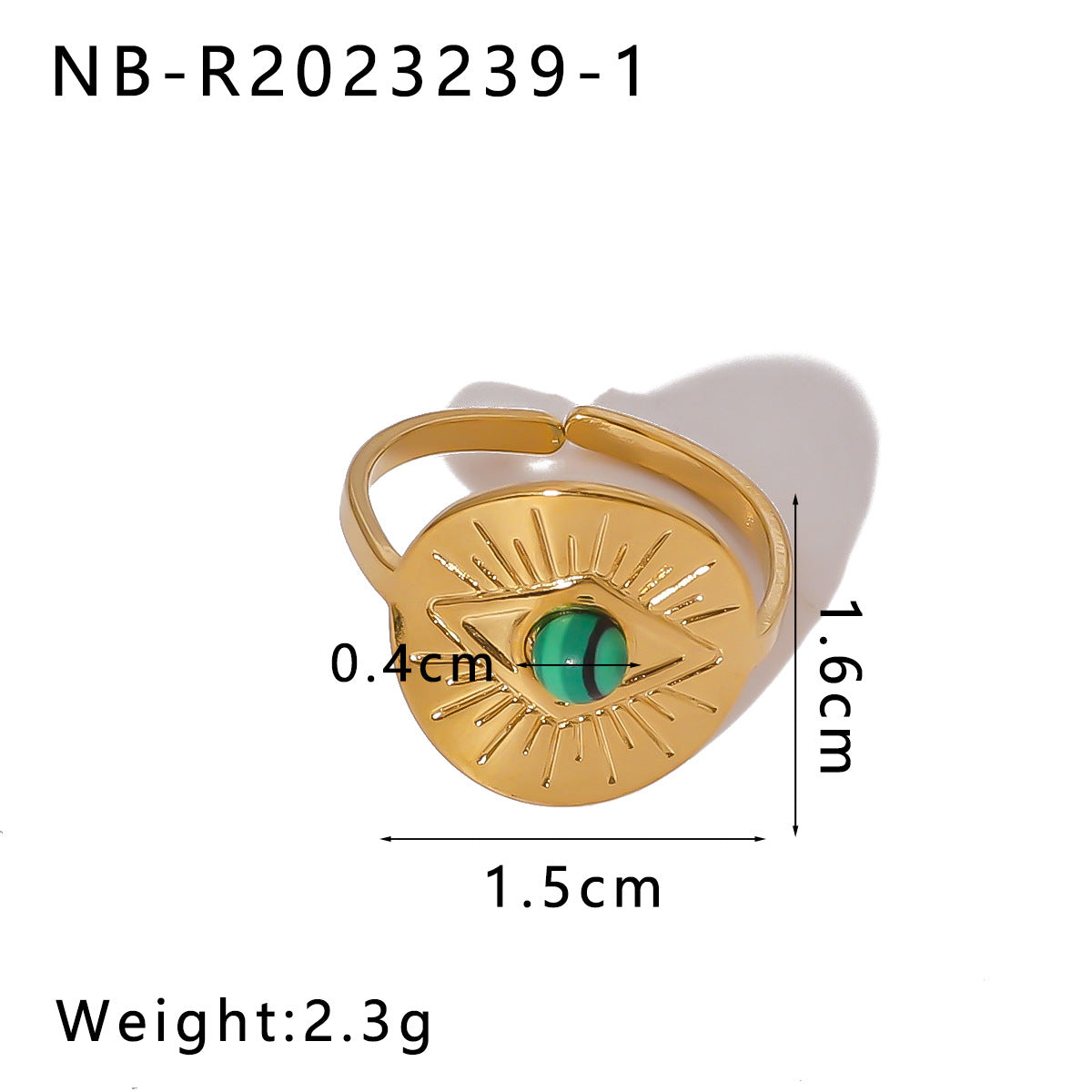 Anello geometrico in acciaio inossidabile stile vintage con placcatura in oro 18 carati e intarsio in pietra naturale da donna