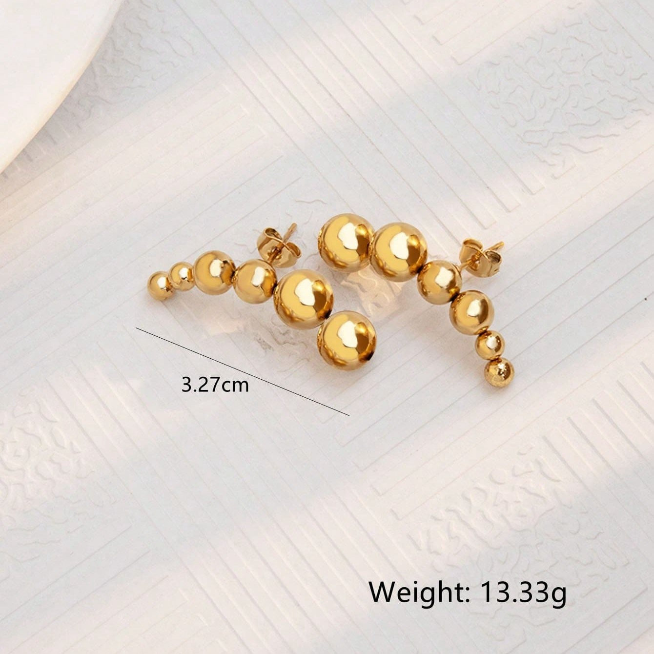Gold Plated Polished Titanium Steel Teardrop Geometric Oval Polka Dot Stud Earrings for Unisex