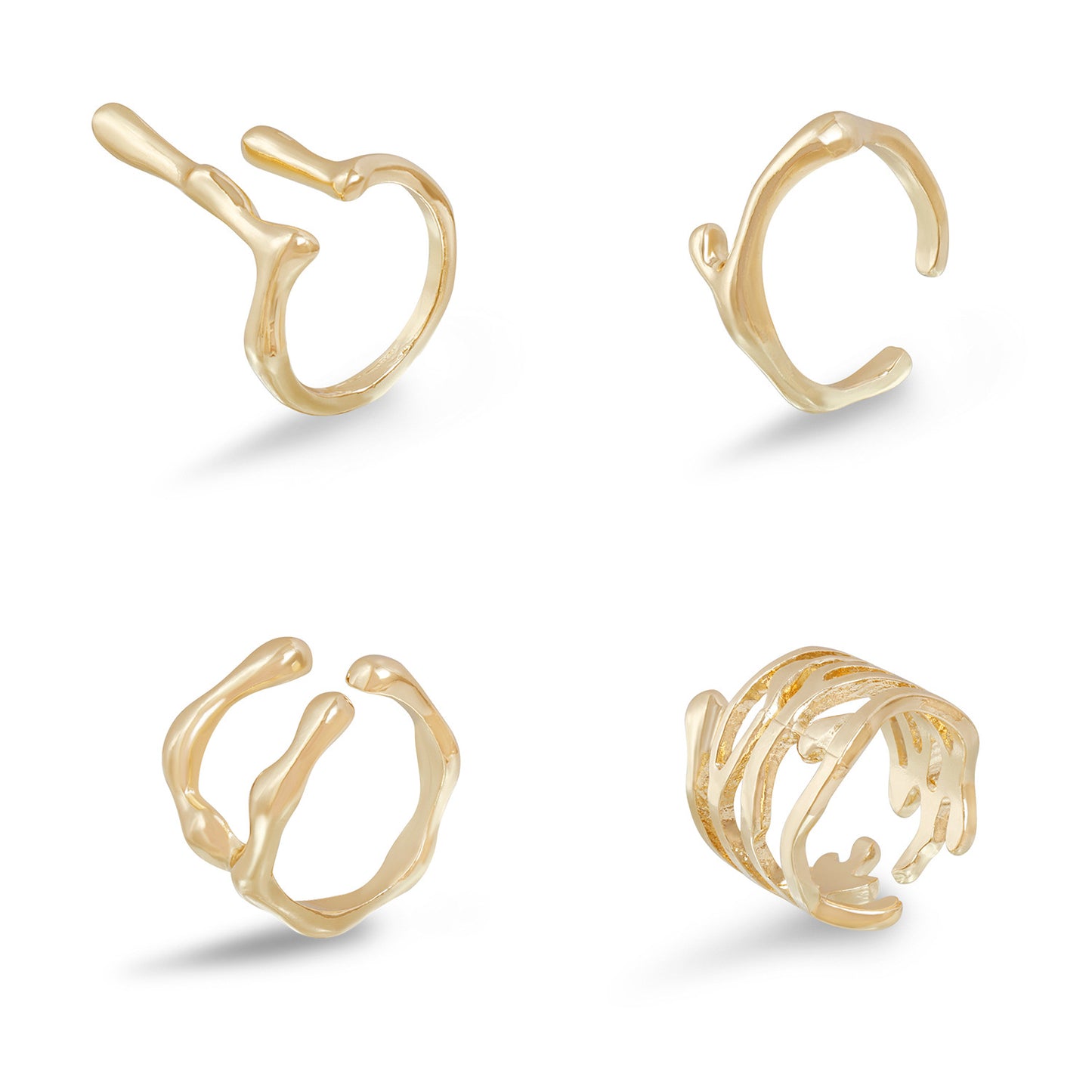 Fashion Geometric Plated Adjustable Open Ring for Women