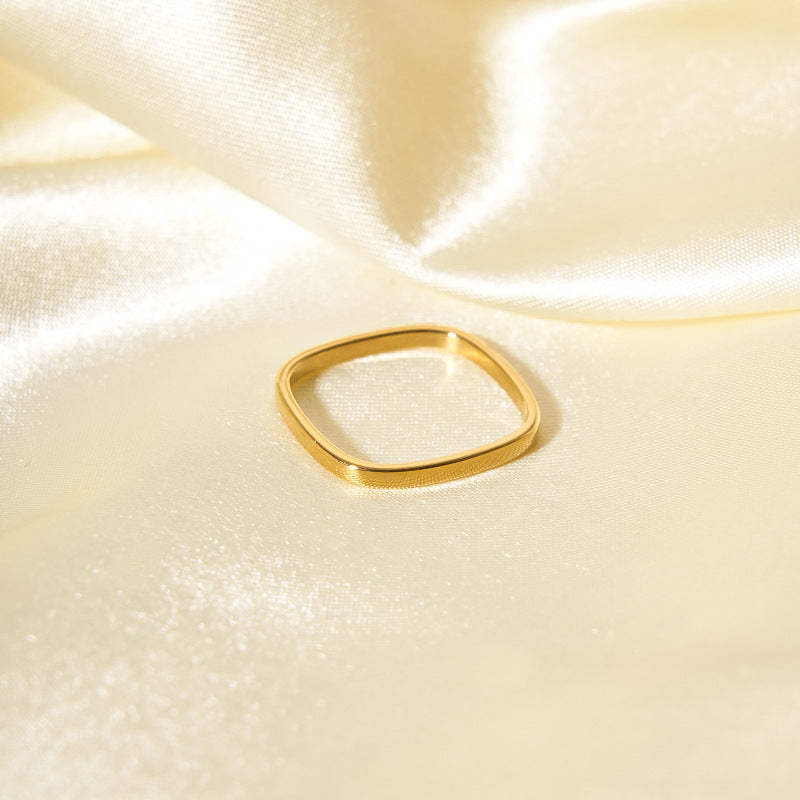 Minimalist Geometric Stainless Steel Ring with Plated Finish for Women