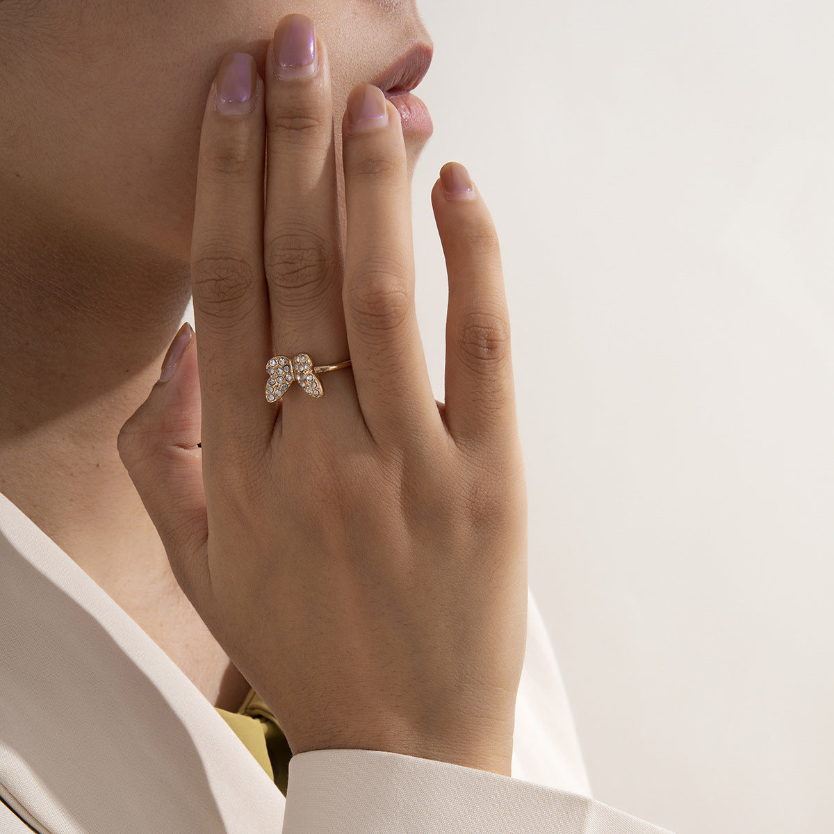 Butterfly Geometric Alloy Ring Minimalist Cute Women's Jewelry Gift for Travel Souvenir