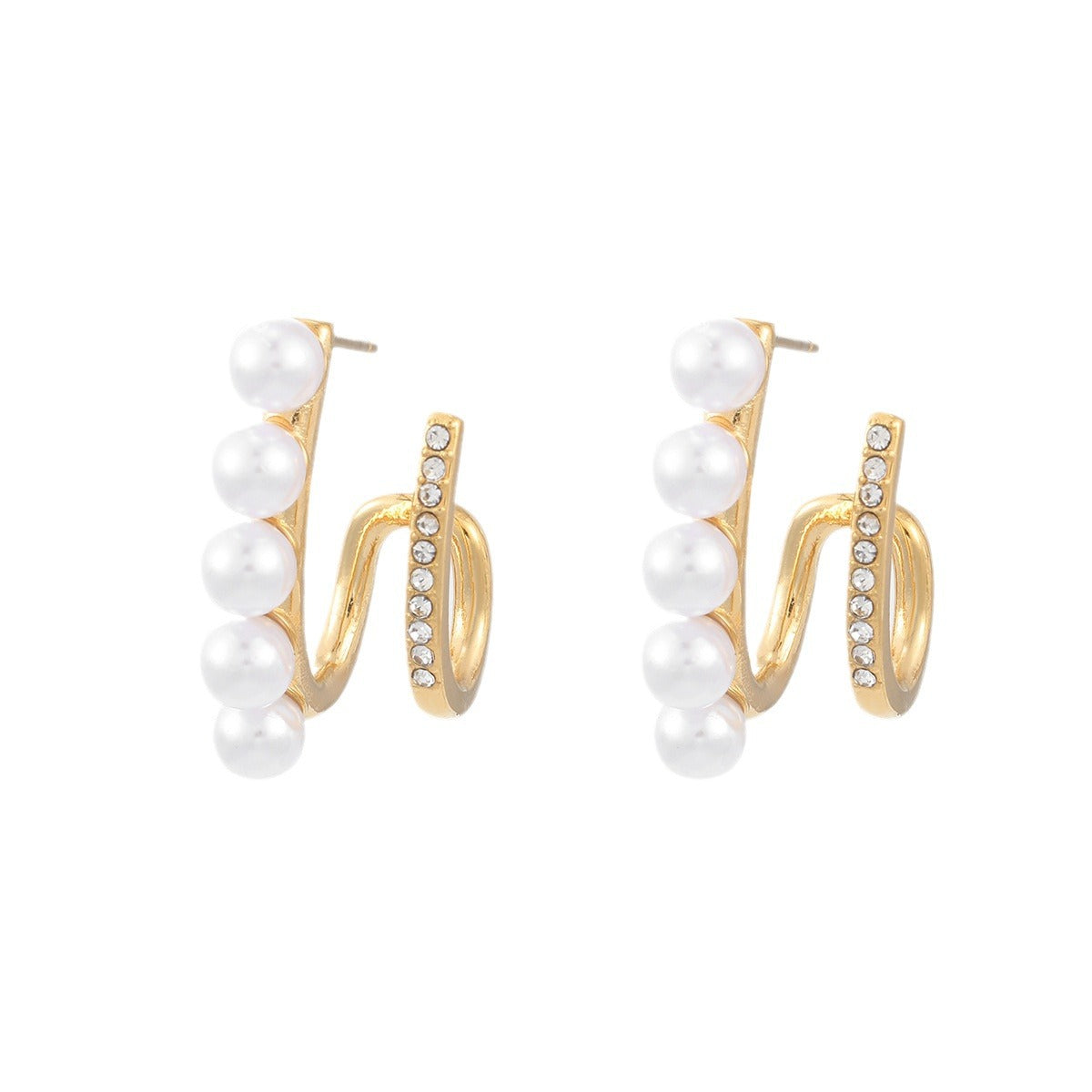 Orecchini da donna stile vintage francese in perle d'acqua dolce placcati oro 18 carati in acciaio al titanio