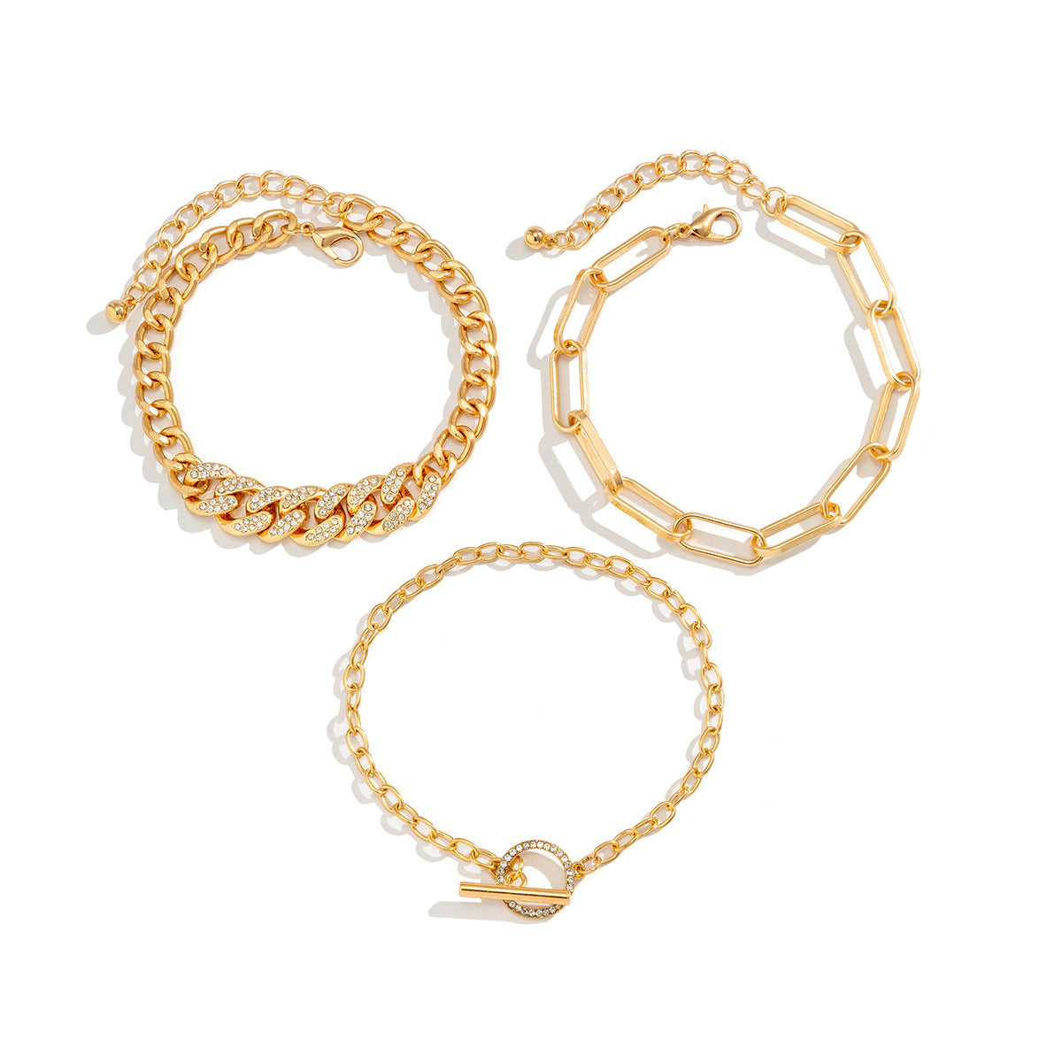 Tobillera apilable para mujer, diseño geométrico vintage con cruz, cuerpo de aleación e incrustaciones de diamantes de imitación