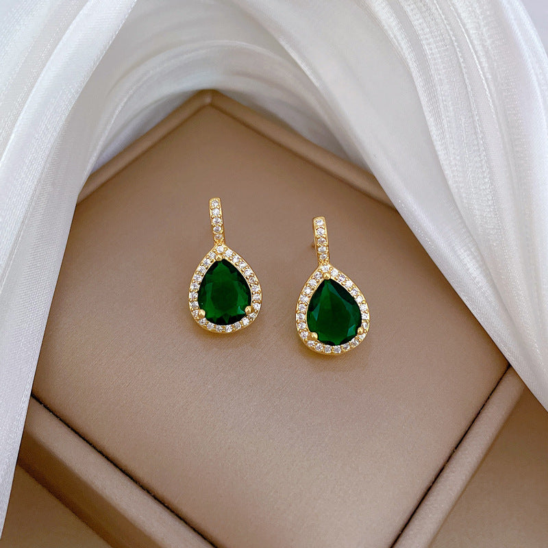 Set di collana e orecchini pendenti geometrici in acciaio al titanio di lusso con intarsi di strass