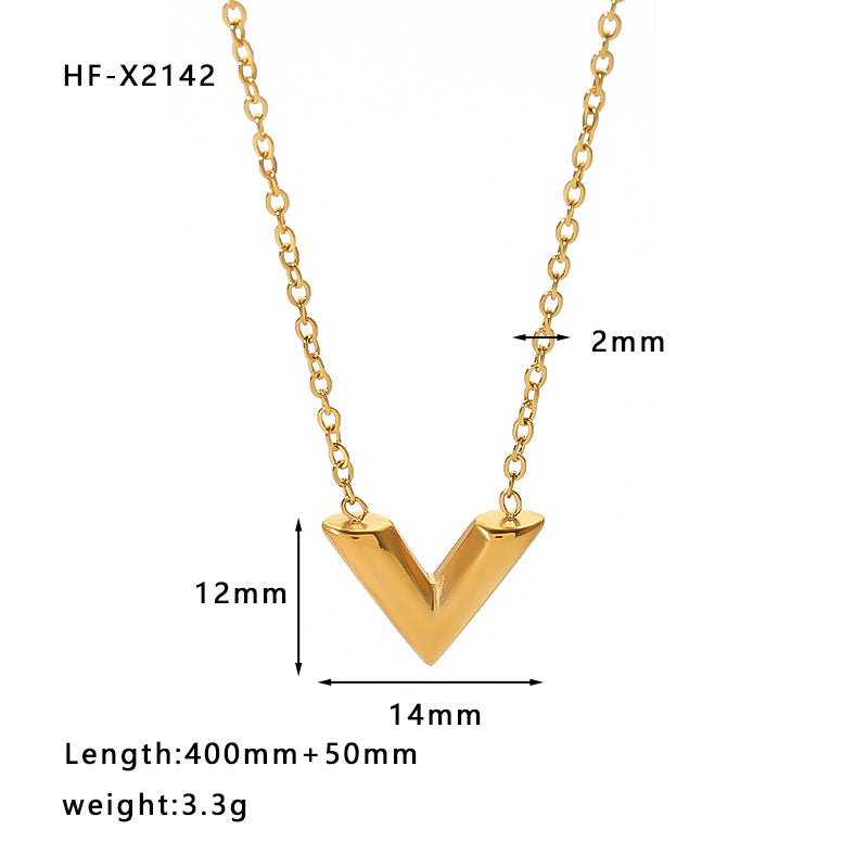 Collana con Ciondolo a Cuore in Acciaio al Titanio Stile INS con Catena in Acciaio Inossidabile Placcato Oro 18K e Dettagli in Strass Pavé