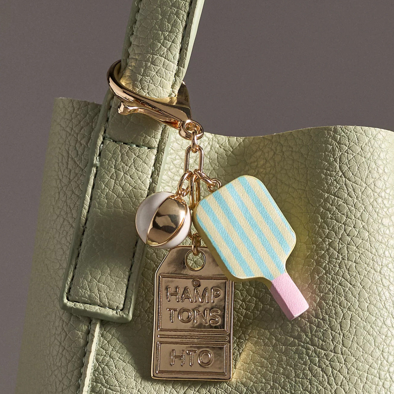 Minimalist Rainbow Pattern Plated Metal DIY Charm Bar Keychain Bag Pendant