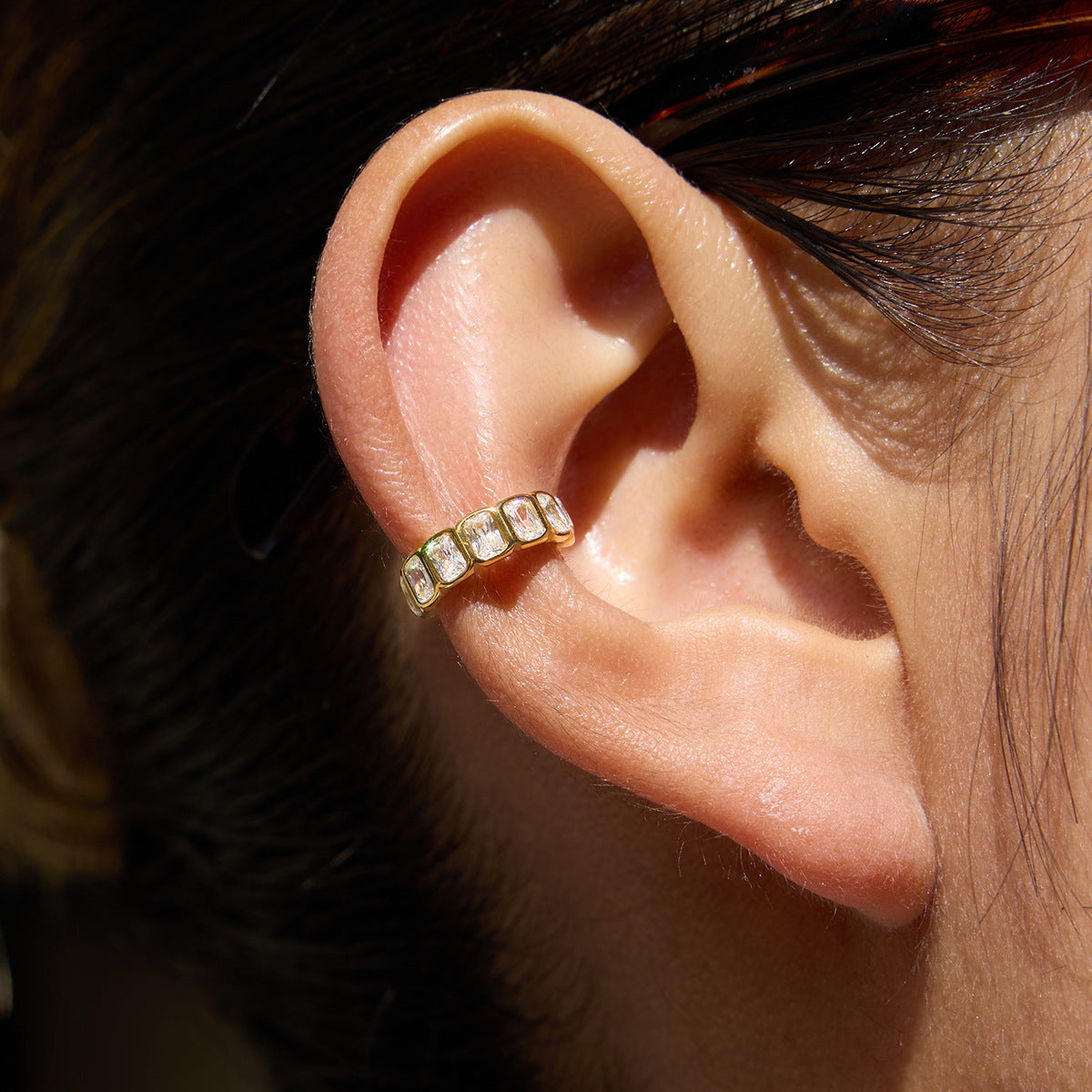 Pendientes de acero inoxidable geométricos con circonita para mujer con acabado chapado, joyería de lujo minimalista y moderna