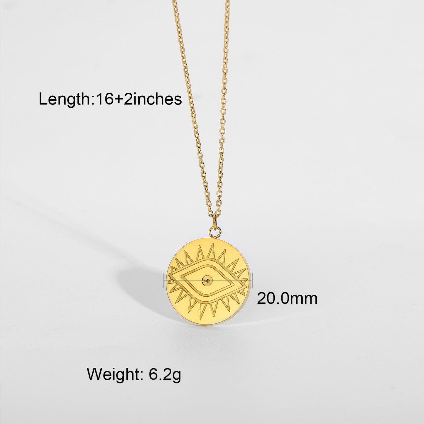 Collar con Colgante de Ojo de Demonio para Hombres y Mujeres — Dije de Zorro de Acero de Titanio Chapado en Oro de 18K en Cadena de Bolitas de Acero Inoxidable Ajustable