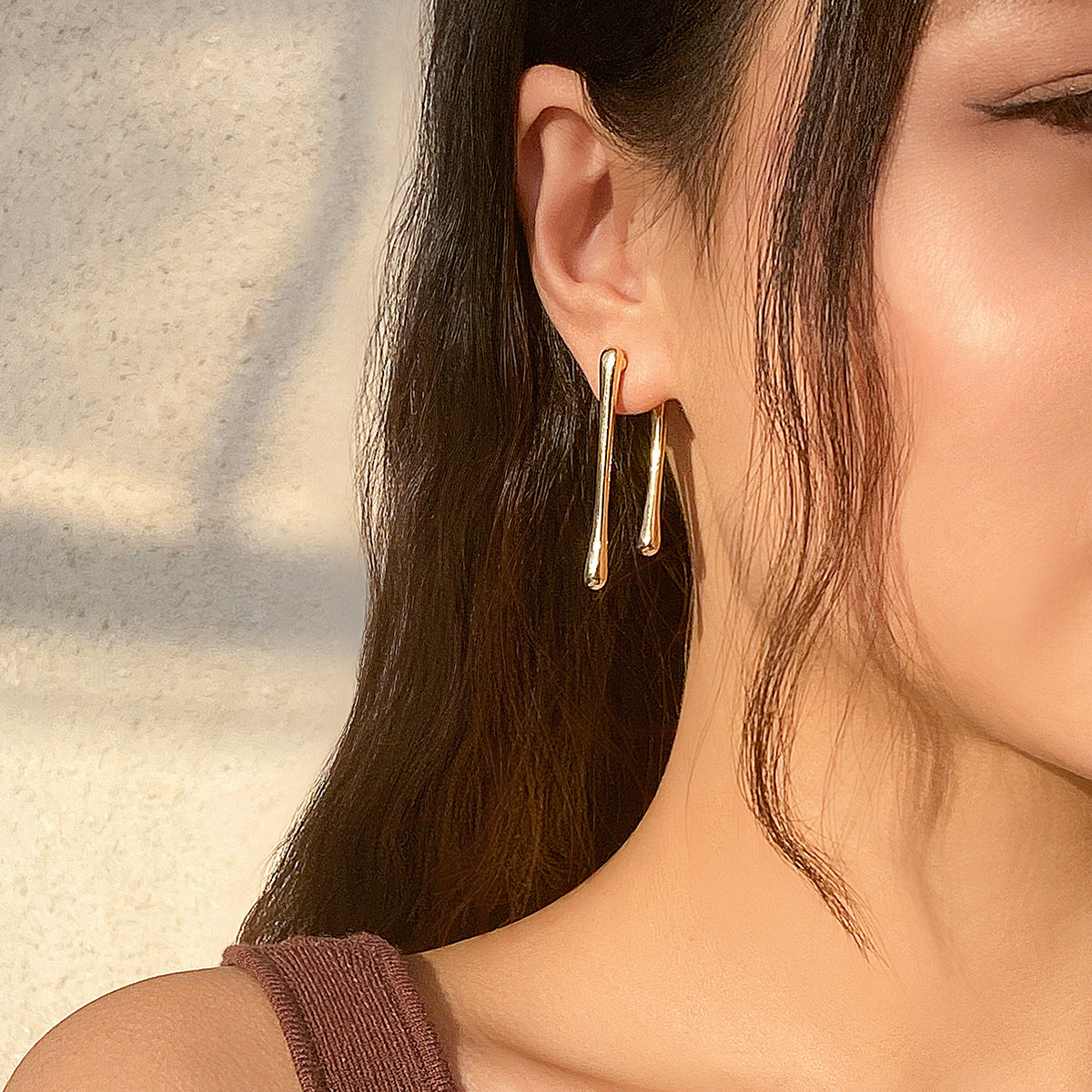 Minimalist Geometric Teardrop Zinc Alloy Plated Earrings for Women