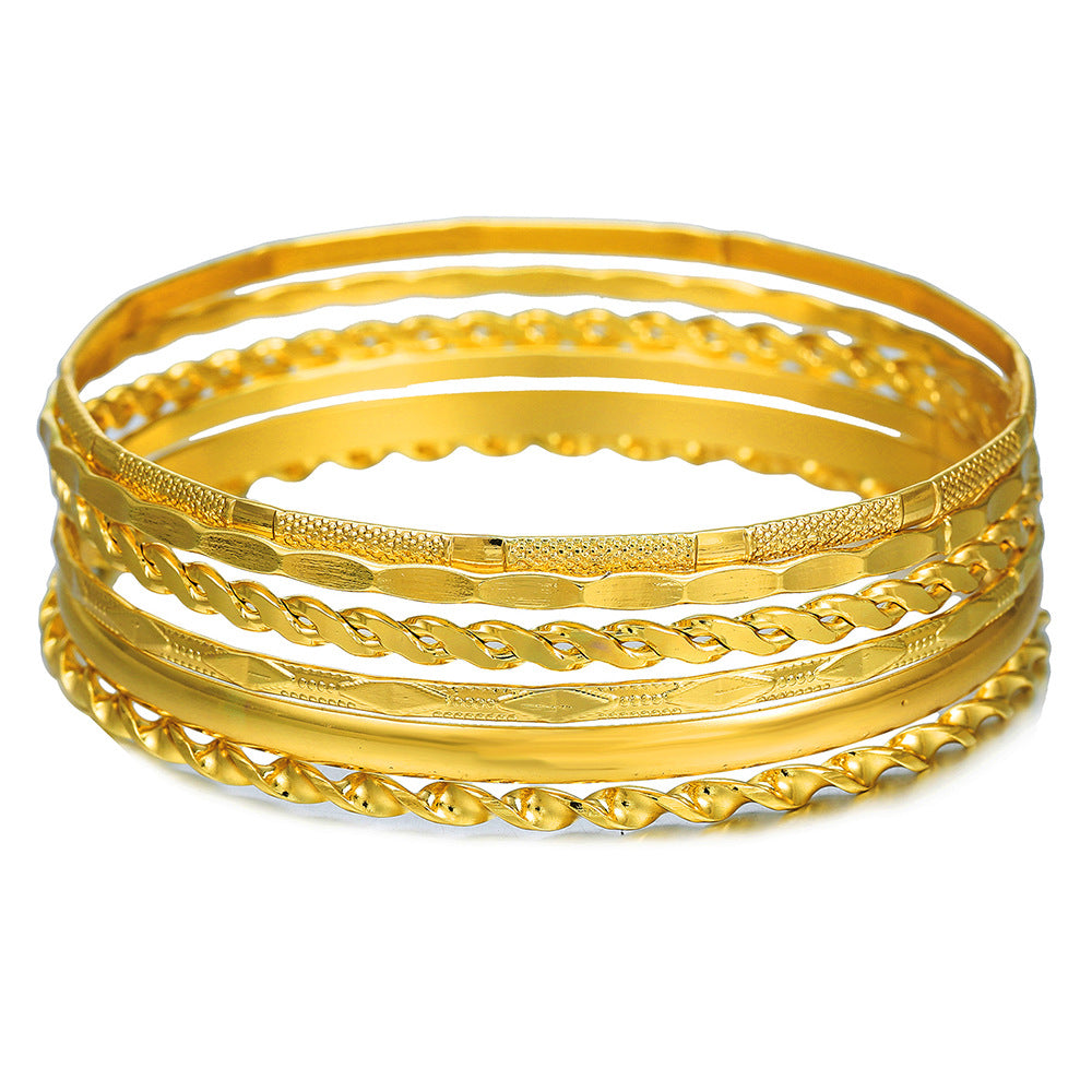Punk Geometric Round Plated Iron Rope Chain Bracelet Set
