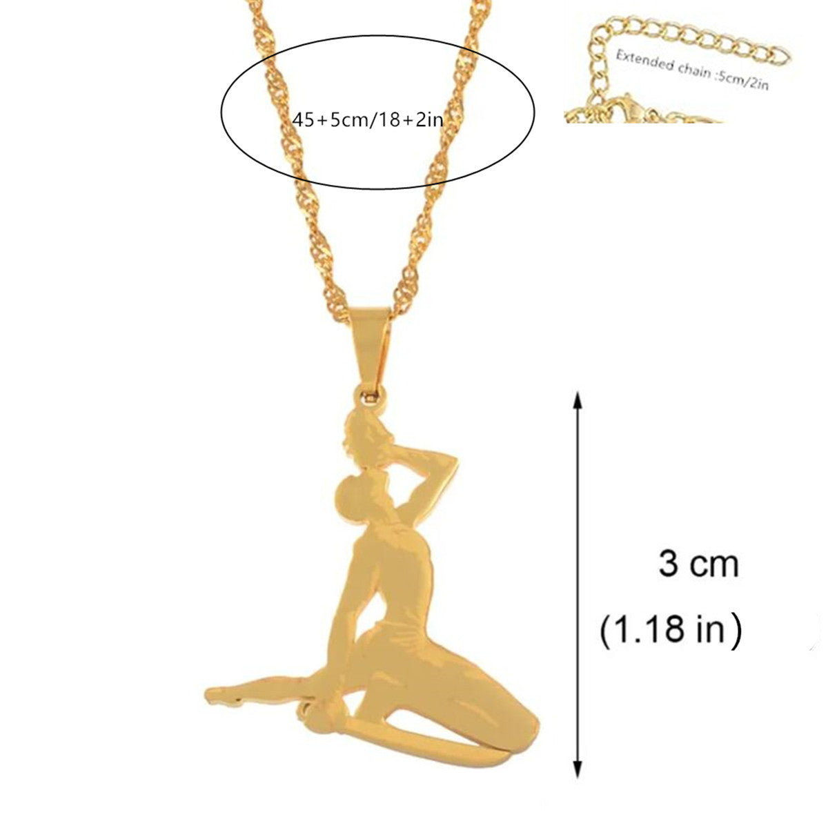 Minimalist Geometric Letter Pendant Necklace for Women and Men in Stainless Steel with Gold Plating