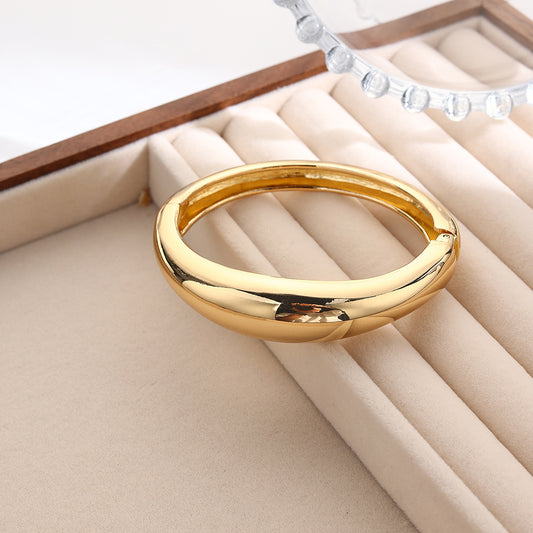 Geometric Round Plated Alloy Open Cuff Bracelet