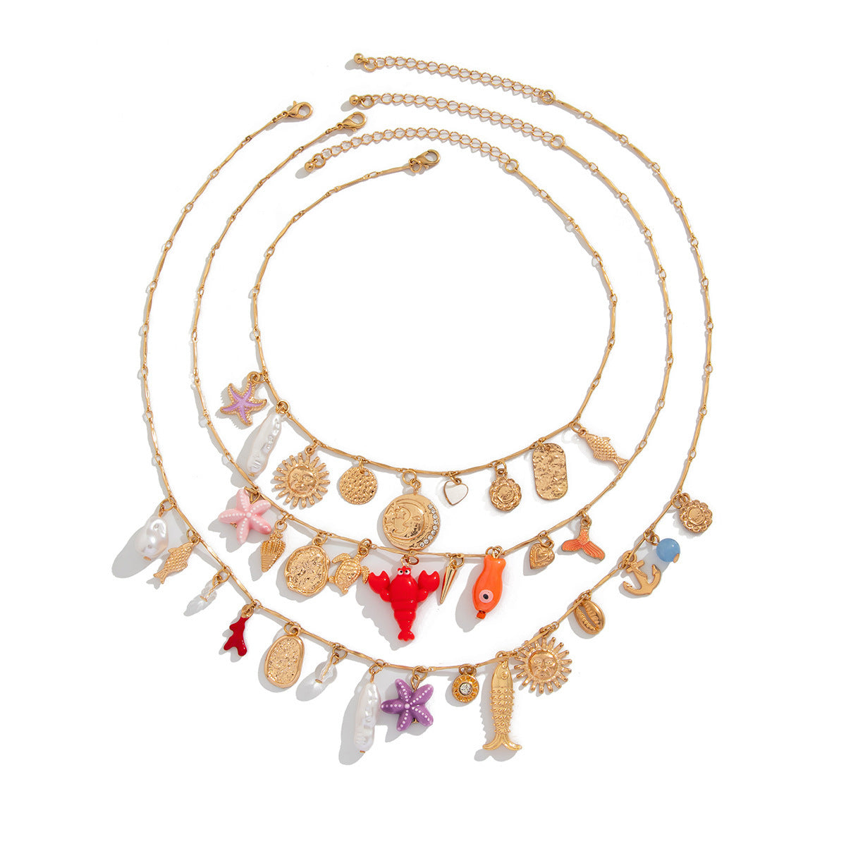 Collana Bohemien Dolce Geometrica Placcata in Lega di Zinco con Ciondolo a Conchiglia per Donna