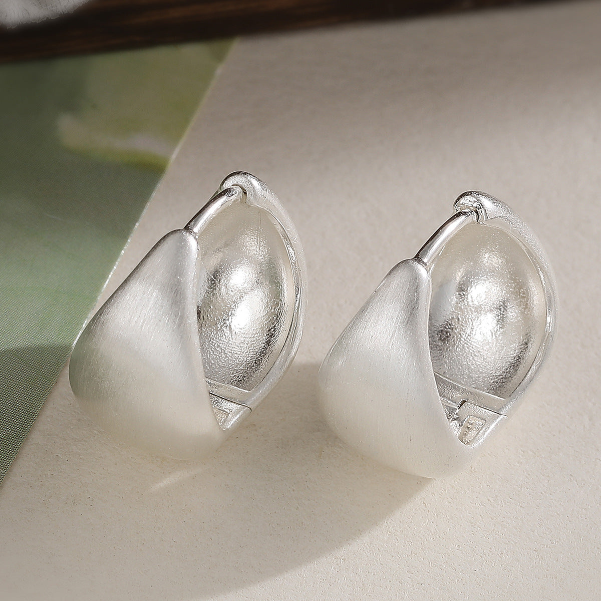 Minimalist Gold Plated Brushed Teardrop Geometric Brass Earrings for Women