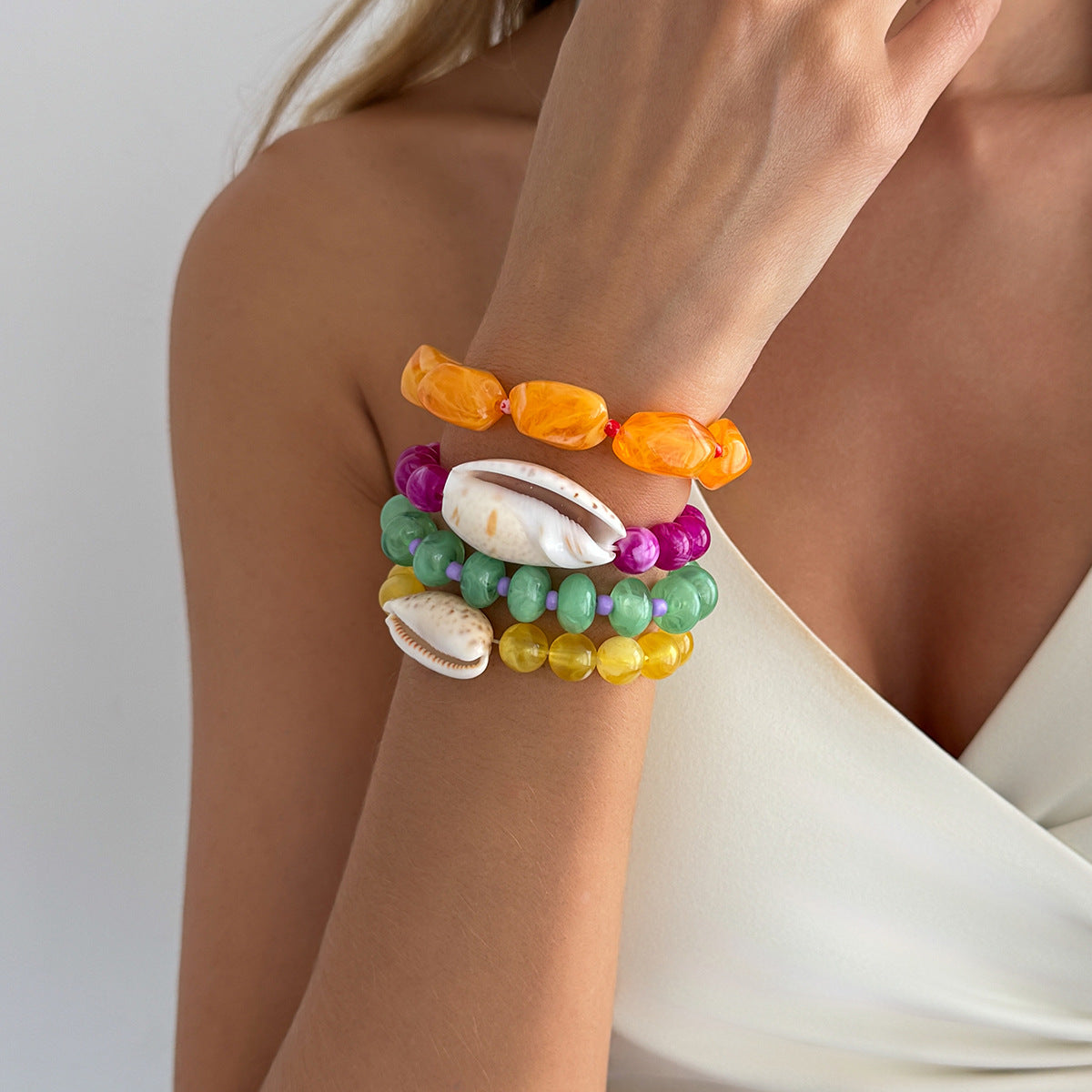 Exaggerated Bohemian Resin Shell Animal Bracelet Set for Women