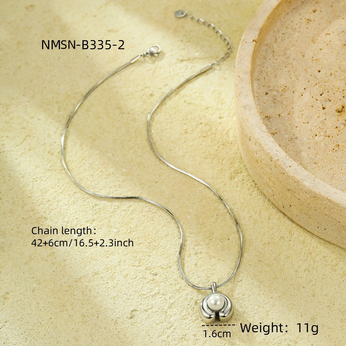 Collana con Pendente Elegante Minimalista con Perla da Donna, Catena a Serpente in Acciaio Inossidabile con Finitura Placcata