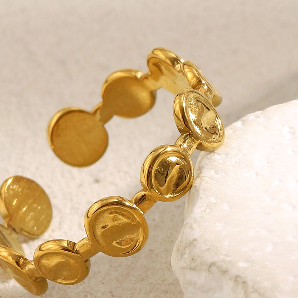 Anello da Donna Aperto in Acciaio Inossidabile Placcato Oro 18K, con Design Geometrico Minimalista