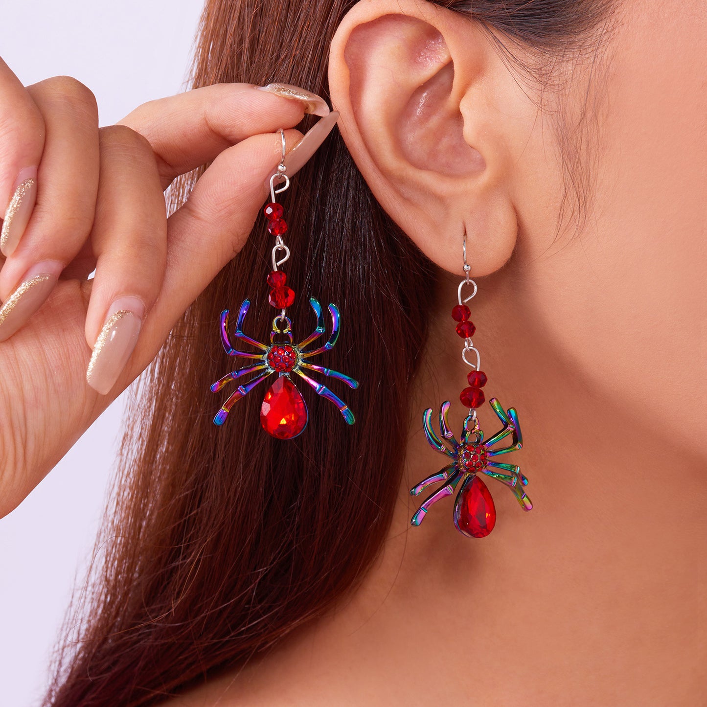 Pendientes de aleación con forma de araña atrevida para mujer con acabado chapado, joyería de insectos temática de Halloween