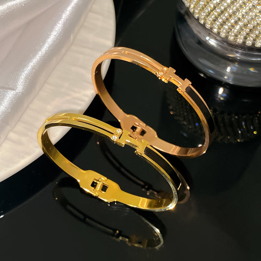 Black Letter H Titanium Steel Plated Bracelet