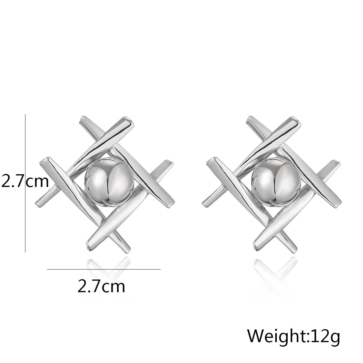 Orecchini da donna geometrici irregolari in rame con placcatura in oro, orecchini di tendenza dallo stile minimalista