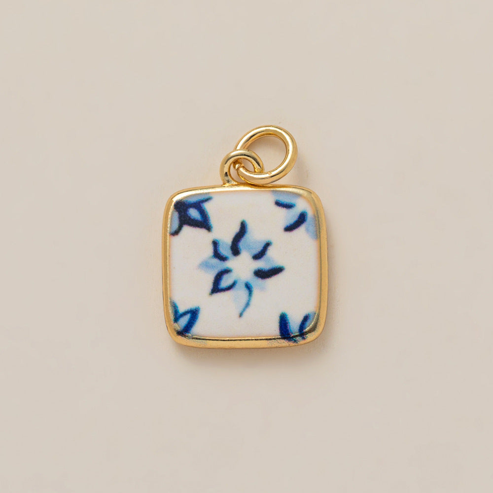 Minimalist Floral Pattern Brass PVD Plated DIY Charm Bar Pendant