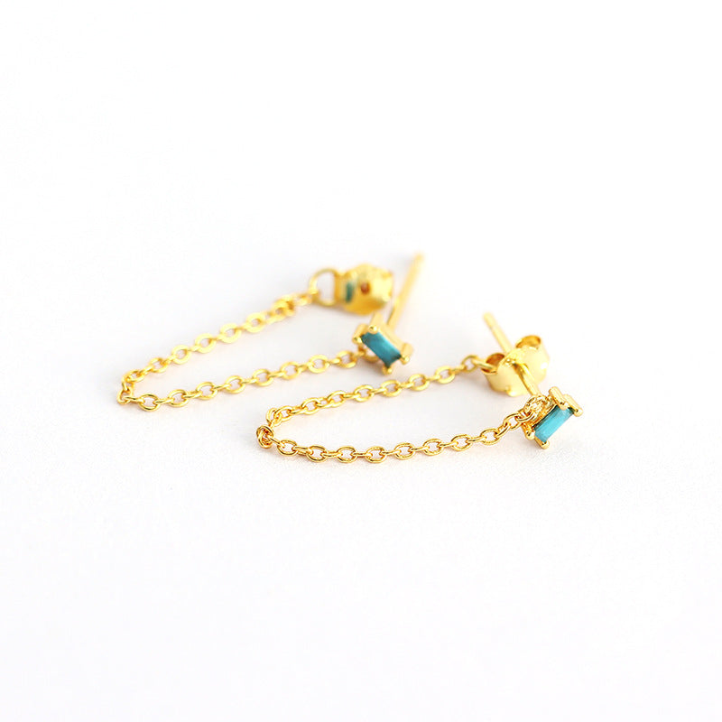 Eleganti Orecchini Pendenti a Goccia da Donna con Nappe a Quadrato Geometrico in Zirconia Cubica, in Argento Sterling 925