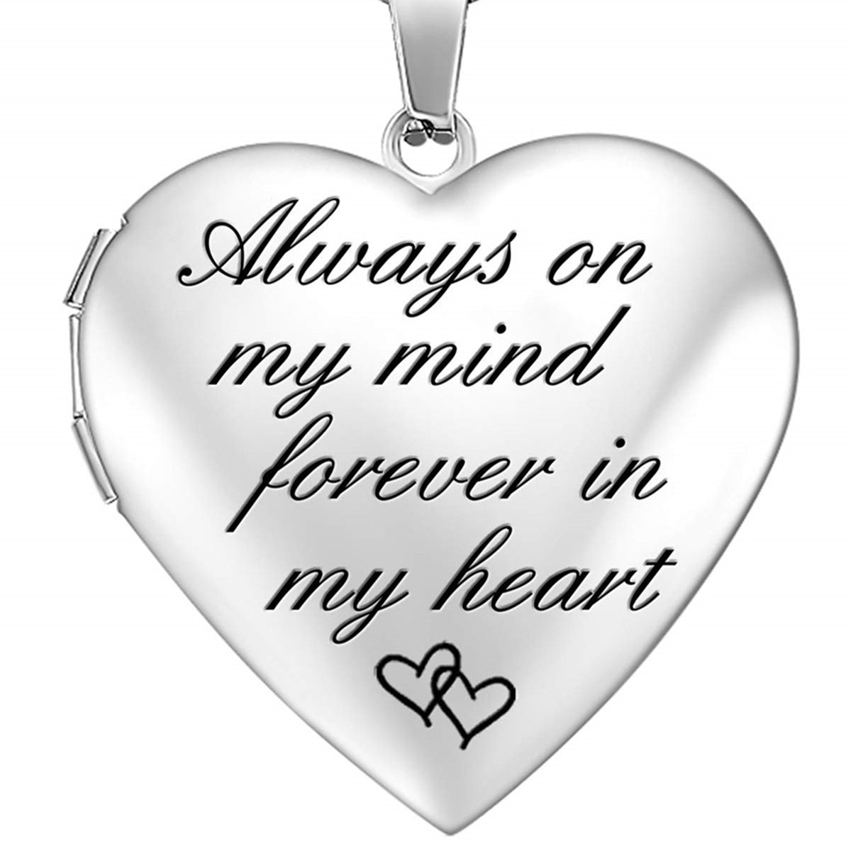 Natural Style Heart-Shaped Stainless Steel Pendant Necklace with Opening Photo Frame and Engraving Capability for Women