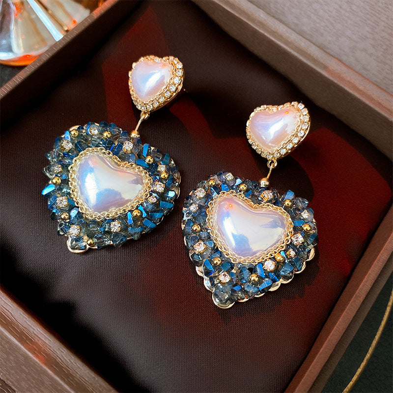 Orecchini in Stile Barocco a Forma Floreale con Strass e Perni in Acciaio Inossidabile per Donna