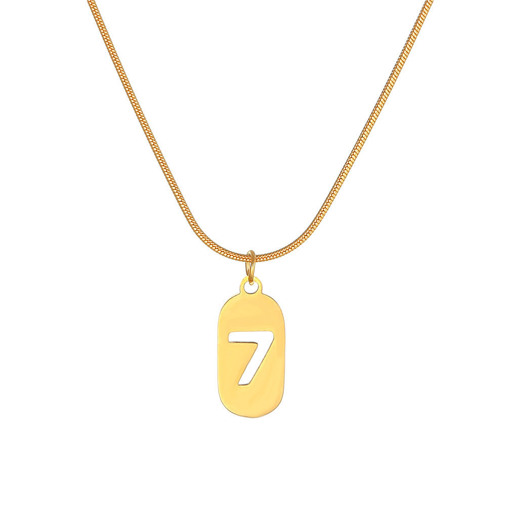 Minimalist Lucky Number 7 Titanium Steel Necklace for Women