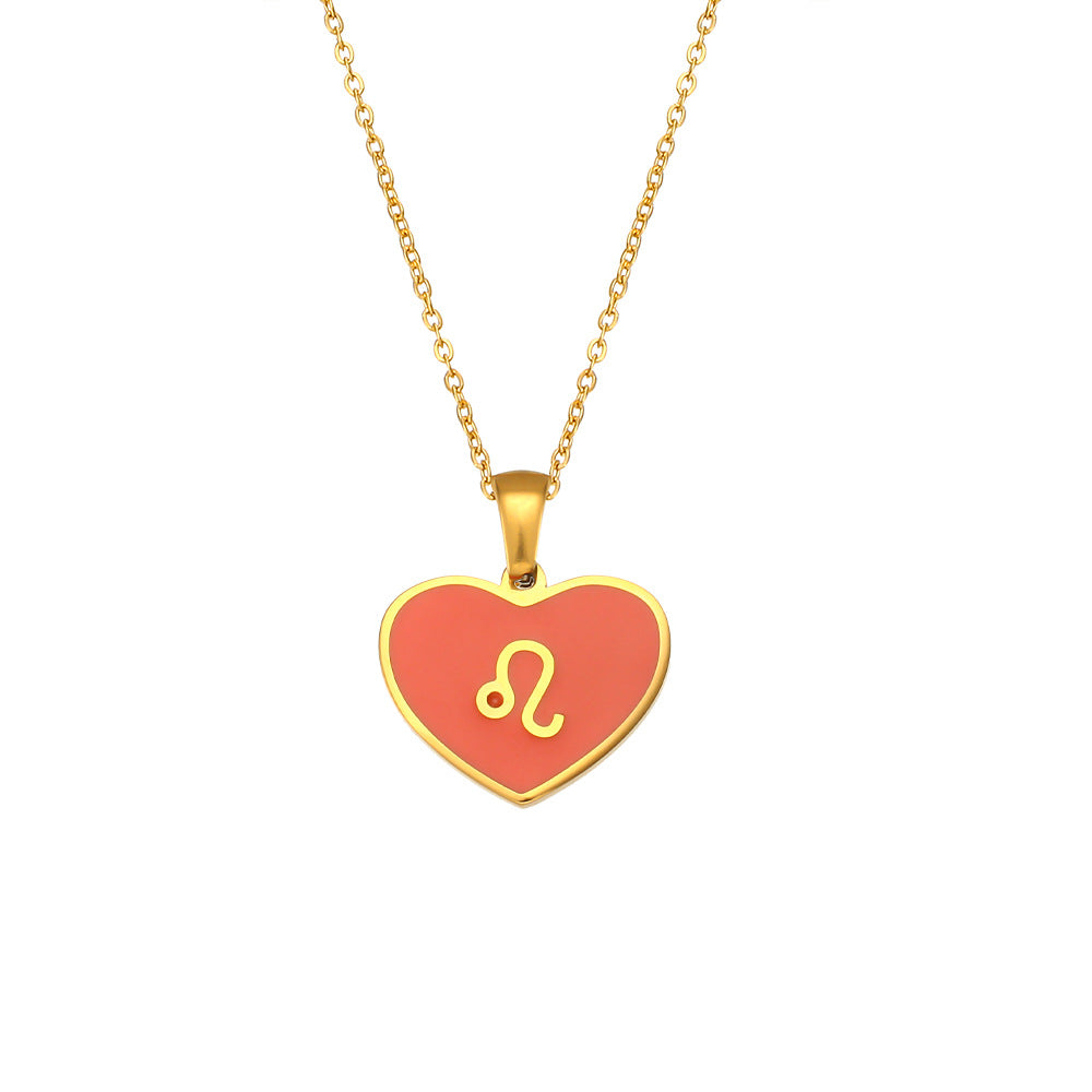 Collana Pendente Segno Zodiacale Minimalista da Donna in Acciaio Inossidabile con Finitura Smaltata