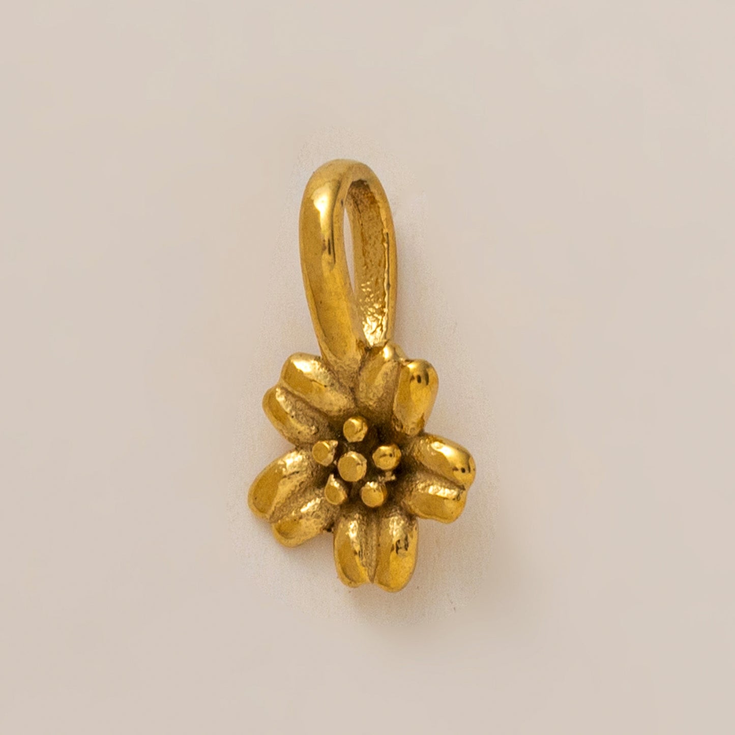 Vintage 18K Gold PVD Stainless Steel Floral Pendant Charm Bar