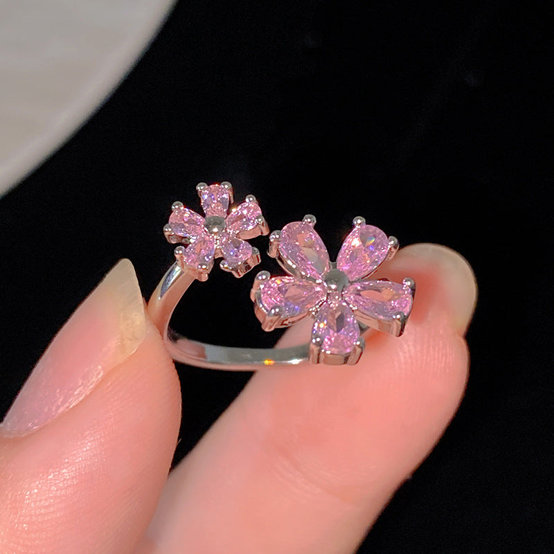 Sweet Cubic Zirconia Inlay Brass Bow Ring for Women